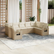 Loungeset 9-delig poly rattan beige