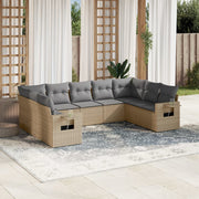 Loungeset 9-delig poly rattan beige
