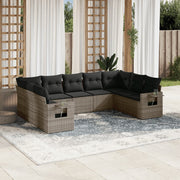 Loungeset 9-delig poly rattan grijs