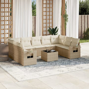 Loungeset 10-delig poly rattan beige