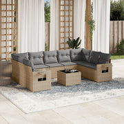 Loungeset 10-delig poly rattan beige