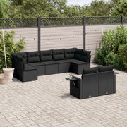 Loungeset 9-delig poly rattan zwart