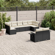 Loungeset 9-delig poly rattan zwart