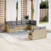 Loungeset 9-delig poly rattan beige