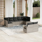 Loungeset 9-delig poly rattan lichtgrijs