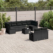 Loungeset 10-delig poly rattan zwart