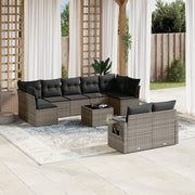Loungeset 10-delig poly rattan grijs