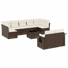 10-delige Loungeset met kussens poly rattan bruin
