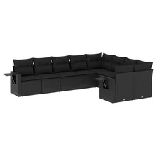 9-Delige Loungeset Met Kussens Poly Rattan Zwart
