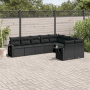Loungeset 9-delig poly rattan zwart