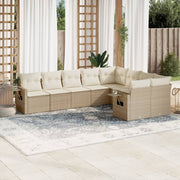Loungeset 9-delig poly rattan beige
