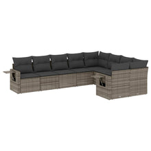 9-Delige Loungeset Met Kussens Poly Rattan Grijs