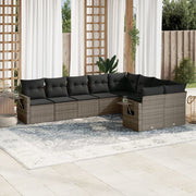 Loungeset 9-delig poly rattan grijs
