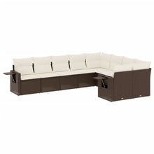 9-Delige Loungeset Met Kussens Poly Rattan Bruin