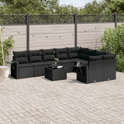 Loungeset 10-delig poly rattan zwart
