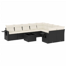 10-Delige Loungeset Met Kussens Poly Rattan Zwart