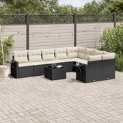 Loungeset 10-delig poly rattan zwart