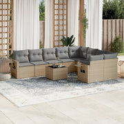 Loungeset 10-delig poly rattan beige