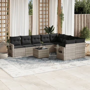 Loungeset 10-delig poly rattan lichtgrijs