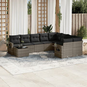 Loungeset 10-delig poly rattan grijs