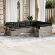 Loungeset 10-delig poly rattan lichtgrijs