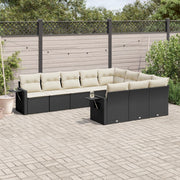 Loungeset 10-delig poly rattan zwart