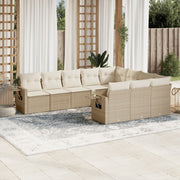 Loungeset 10-delig poly rattan beige