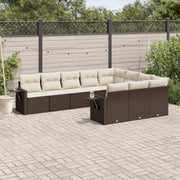 Loungeset poly rattan bruin 10-delig