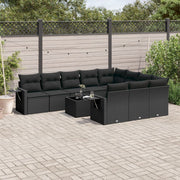 11-piece Loungeset with cushions poly rattan black