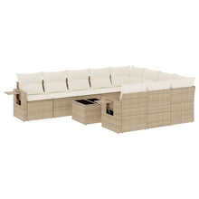 11-Delige Tuinset Met Kussens Poly Rattan Beige
