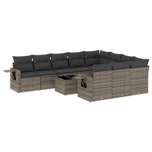 11-Delige Loungeset Met Kussens Poly Rattan Grijs