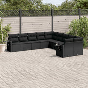 Loungeset poly rattan 10-delig zwart