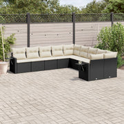 Loungeset 10-delig poly rattan zwart