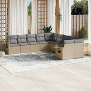 Loungeset 10-delig poly rattan beige