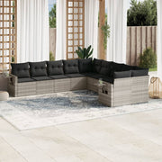 Loungeset 10-delig poly rattan lichtgrijs