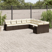 Loungeset 10-delig poly rattan bruin