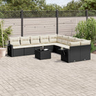 11-Delige Loungeset Met Kussens Poly Rattan Zwart