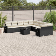 Loungeset 11-delig poly rattan zwart