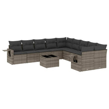 11-Delige Loungeset Met Kussens Poly Rattan Grijs