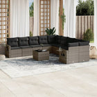 11-piece Lounge Set with cushions poly rattan grey