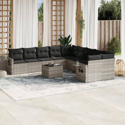 Loungeset 11-delig poly rattan lichtgrijs