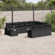 11-piece Loungeset with cushions poly rattan black