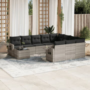 Loungeset 11-delig poly rattan lichtgrijs
