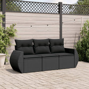 Loungeset 3-delig poly rattan zwart