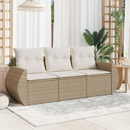 3-delige Loungeset met kussens poly rattan beige beige and cream Zonder tafel