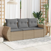 Loungeset 3-delig poly rattan beige