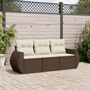 Loungeset poly rattan bruin 3-delig
