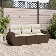 3-delige Loungeset met kussens poly rattan bruin