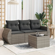 4-piece Lounge Set with cushions poly rattan grey