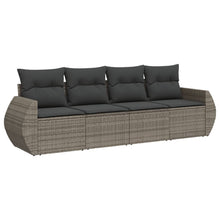 4-Delige Loungeset Met Kussens Poly Rattan Grijs